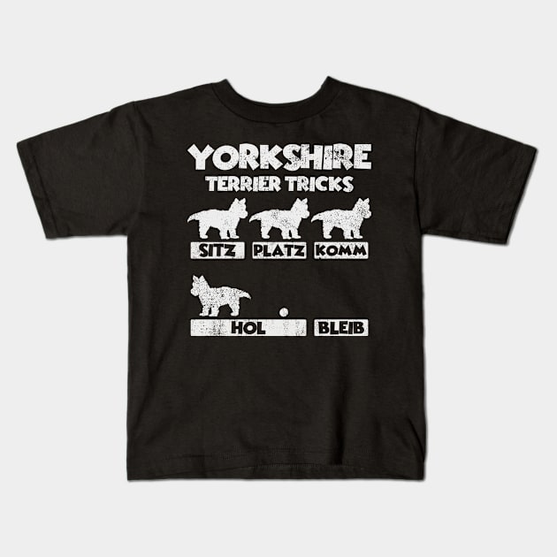 Yorkshire Terrier Dog Tricks Vintage Kids T-Shirt by KAWAIITEE